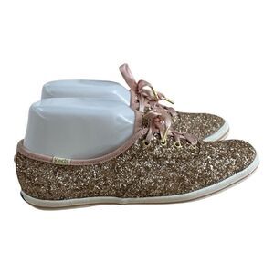 Keds Kate Spade New York Champion Sneakers Women Size 7 Rose Gold Glitter Bling